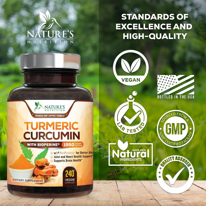 Turmeric Curcumin + Black Pepper 1950 mg - 240 Capsules