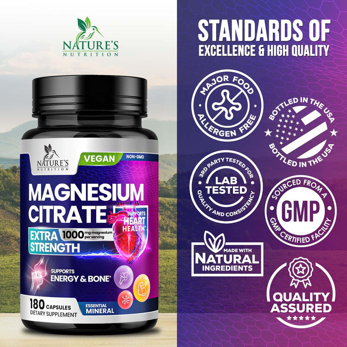 Magnesium Citrate 1000 mg - 180 Capsules