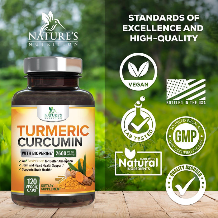 Turmeric Curcumin + Black Pepper 2600 mg - 120 Capsules