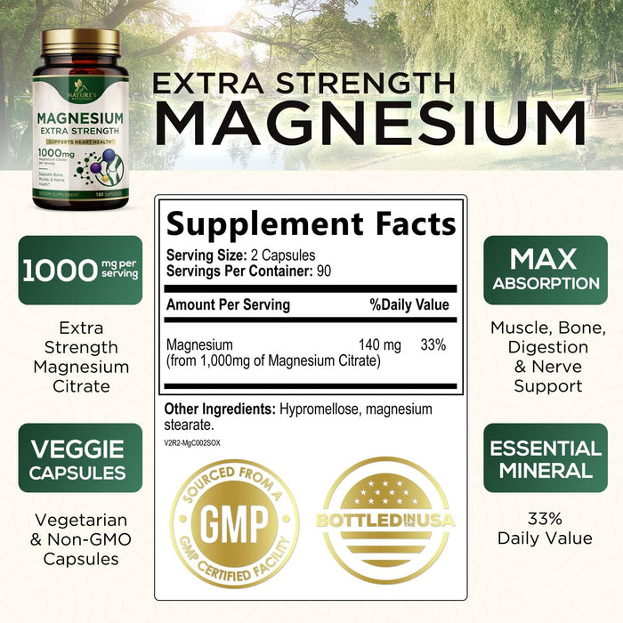 Magnesium 1000 mg - 180 Capsules