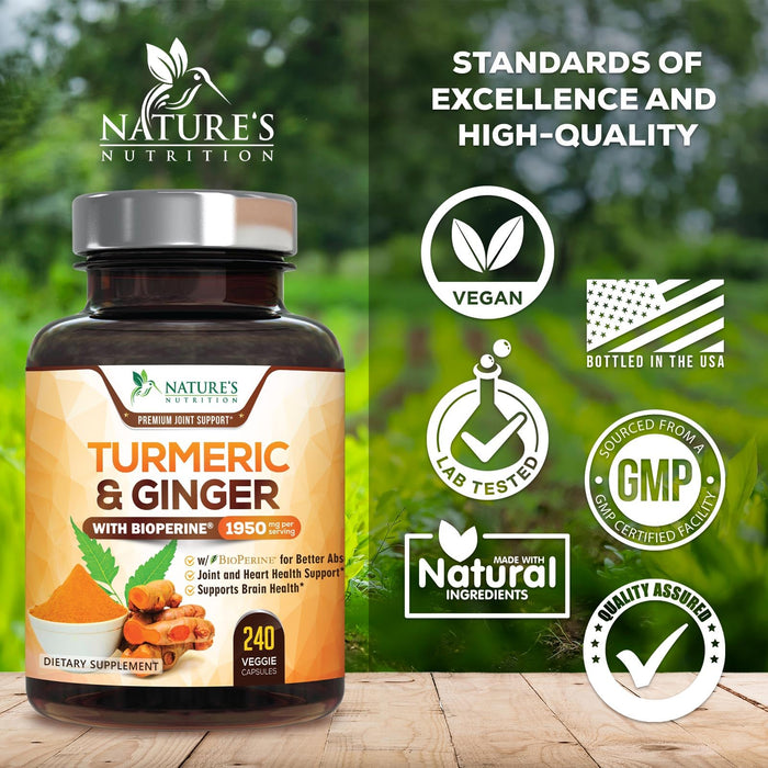 Turmeric Curcumin + Ginger & Black Pepper 1950 mg - 240 Capsules