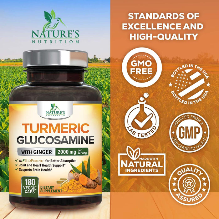 Turmeric Curcumin + Ginger & Black Pepper 2000 mg - 180 Capsules