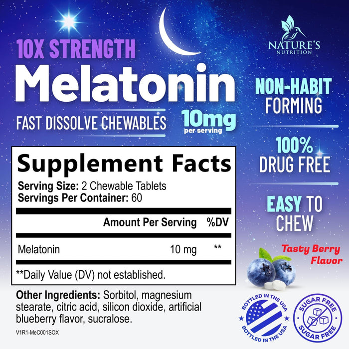 Melatonin 10 mg - Berry, 120 Chewable Tablets