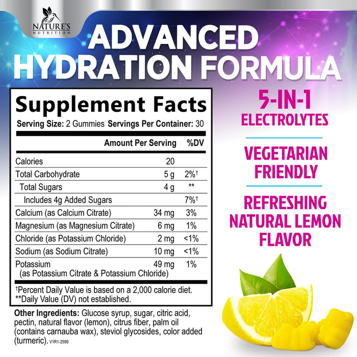 Electrolyte Gummies - Lemon, 60 Gummies