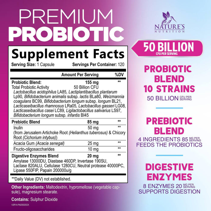 Probiotic + Prebiotics 50 Billion CFU - 120 Capsules