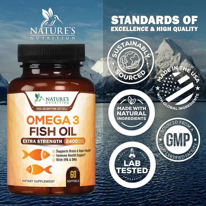 Omega-3 Fish Oil 2400 mg - 60 Softgels