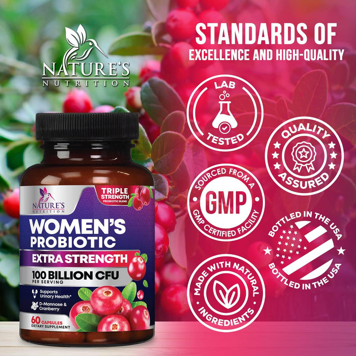 Probiotics for Women - 90 Billion CFU 16 Probiotic Strains with Cranberry, Vaginal Probiotics with Prebiotics PH, Digestive, UT, Immune, & Feminine Health Support, Pro Biotics for Women, 60 Capsules