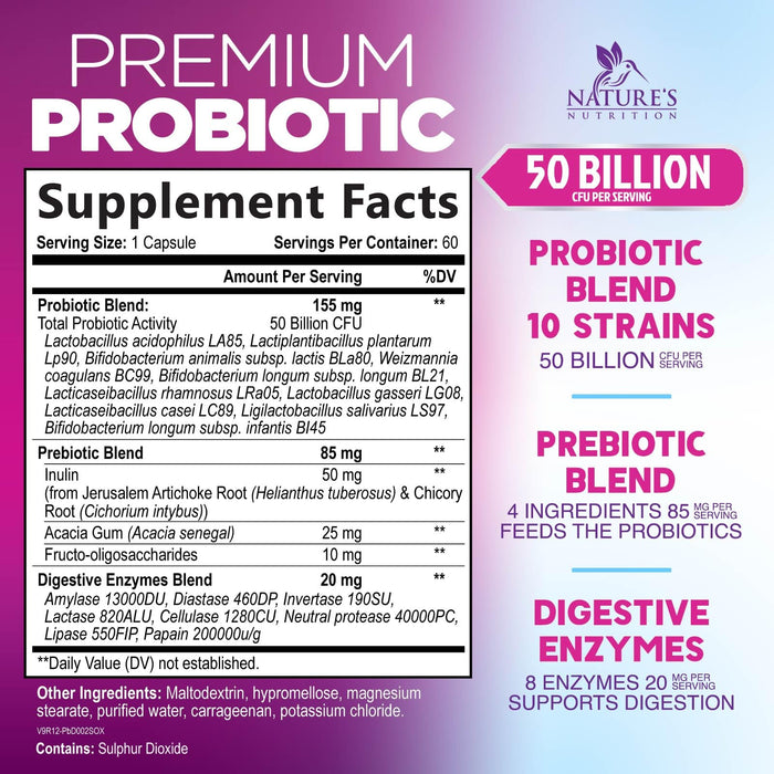 Probiotic + Prebiotics 60 Billion CFU - 60 Capsules