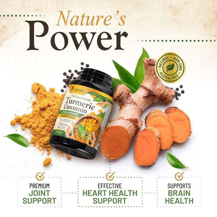 Turmeric Curcumin Supplement 1500mg - Organic Tumeric & BioPerine Black Pepper for Best Absorption with 95% Curcuminoids, Nature's Joint & Immune Support, Non-GMO, Bottled in USA