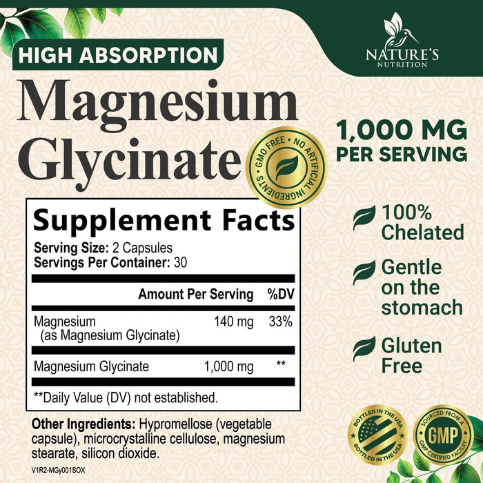 Magnesium Glycinate 1000 mg - 60 Capsules
