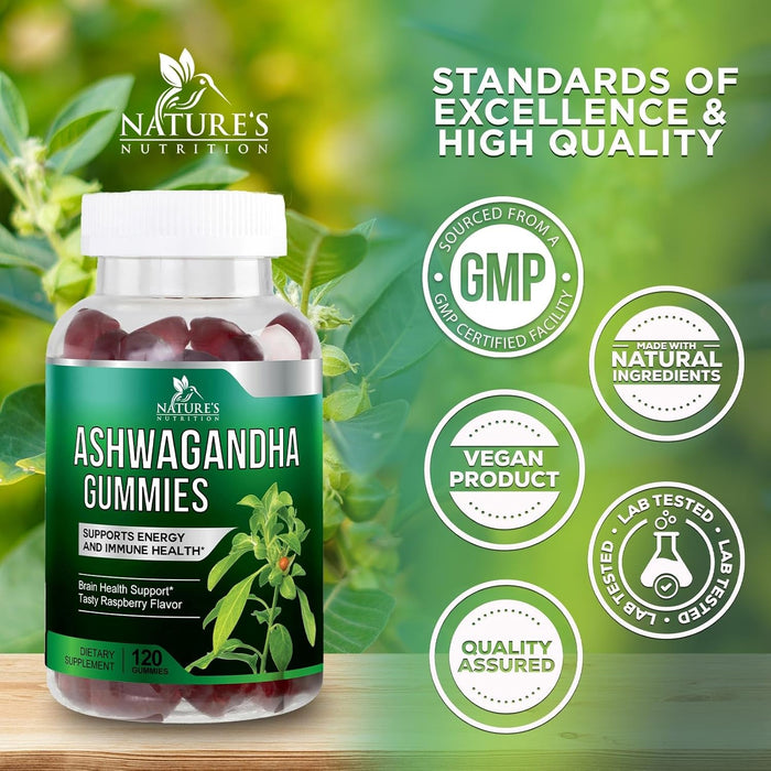 Ashwagandha Gummies for Women & Men, 3000mg Equivalent, Vegan, Plant Based, Non-GMO, Gluten-Free & Gelatin Free, Ashwagandha Supplement for Natural Antioxidant Support, Ashwa Root Extract - 60 Gummies