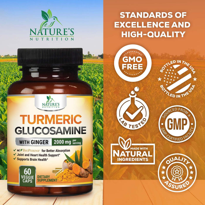 Turmeric Curcumin + Ginger & Black Pepper 2000 mg - 60 Capsules