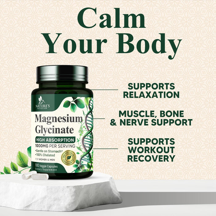 Magnesium Glycinate 1000 mg - 180 Capsules