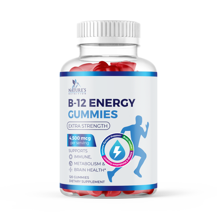 B-12 Vitamin Energy Gummies - 4500mcg Extra Strength B12 Gummy Chewables for Energy Metabolism & Immune Support - Dietary Supplement for Women, Men, & Kids - Non-GMO, Vegan, Berry Flavor - 120 Count